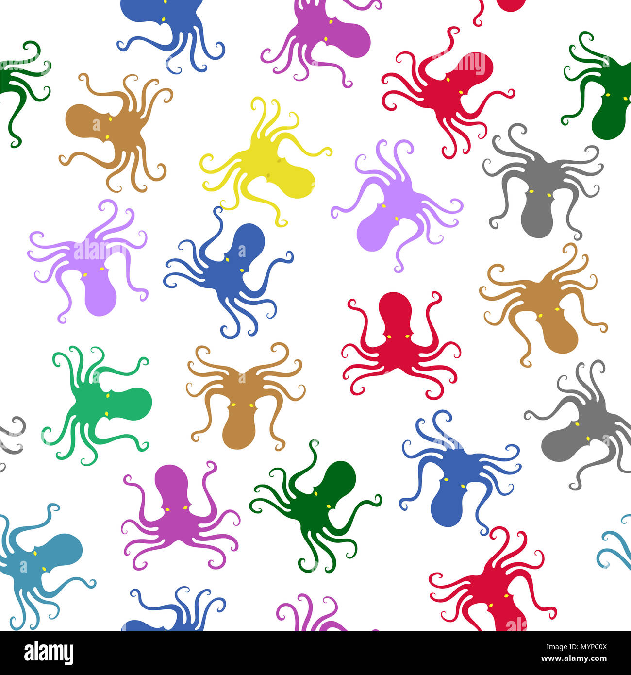 Pieuvre colorée transparente icône Modèle. Stilized design texturé. Modèle de fruits de mer. Banque D'Images