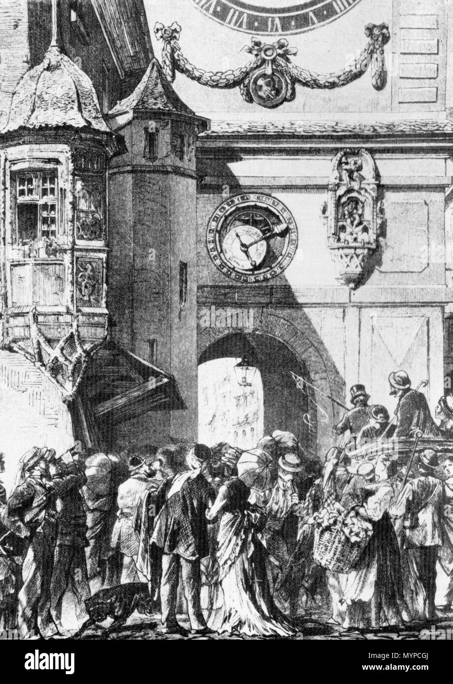 . Anglais : les touristes à la tour Zytglogge à Berne (Suisse), ch. 1860. 1830. 533 inconnu des touristes à la Zytglogge, 1860 Banque D'Images