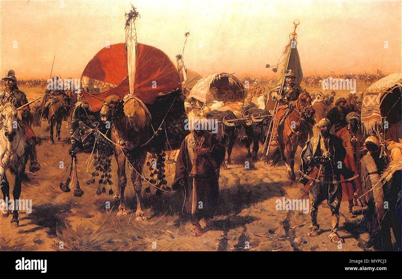 . Quitter Vienne ou retour de Vienne . Retour à l'armée du Commonwealth Polir-lithuanien loot après avoir vaincu les forces de l'Empire Ottoman sieging vienne, durant la bataille de Vienne (1683) 435 Wiednia Powrot z Banque D'Images