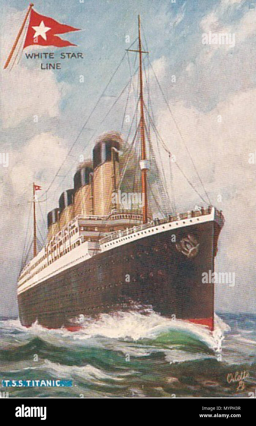. Titanic en carte postale . 1912. Inconnu, mais cette image est dans le domaine public en raison de son âge 456 RMS Titanic Banque D'Images