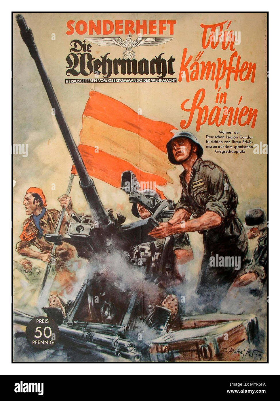 1939 WW2 allemand Die Magazine de propagande Wehrmacht. Numéro spécial. "Nous nous sommes battus en Espagne" Banque D'Images