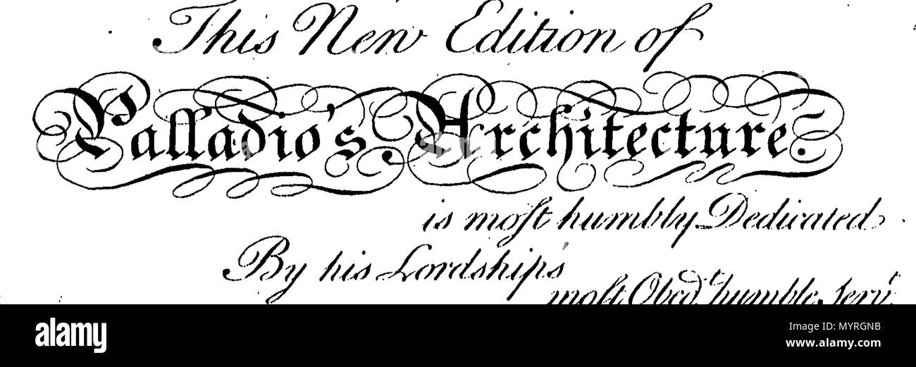 . Anglais : Fleuron du livre : l'Architecture d'Andrea Palladio, dans quatre livres contenant une dissertation sur les cinq ordres & vous la plupart des observations nécessaires relatives à tous les types de bâtiment. ... L'ensemble contenant 226 plaques de cuivre folio revis avait soigneusement et redelineated par Edwd. Hoppus ... 356 l'Architecture d'Andrea Palladio Fleuron T150562-2 Banque D'Images