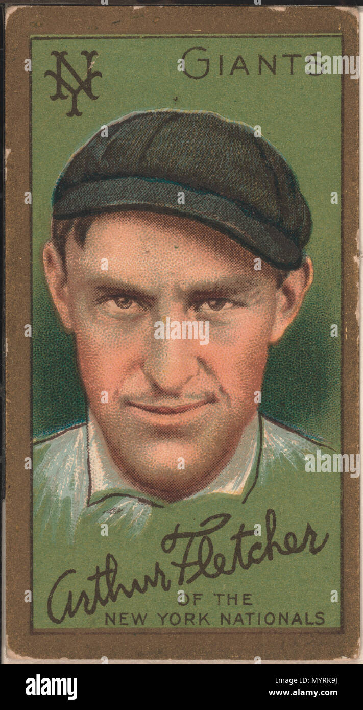 . Anglais : Titre : Arthur Fletcher, New York Giants, portrait carte de baseball Abstract/medium : 1 impression photomécanique. . 1911. American Tobacco Company, parrainer 381 Arthur Fletcher, New York Giants, portrait carte de base-ball RCAC2008677492 Banque D'Images