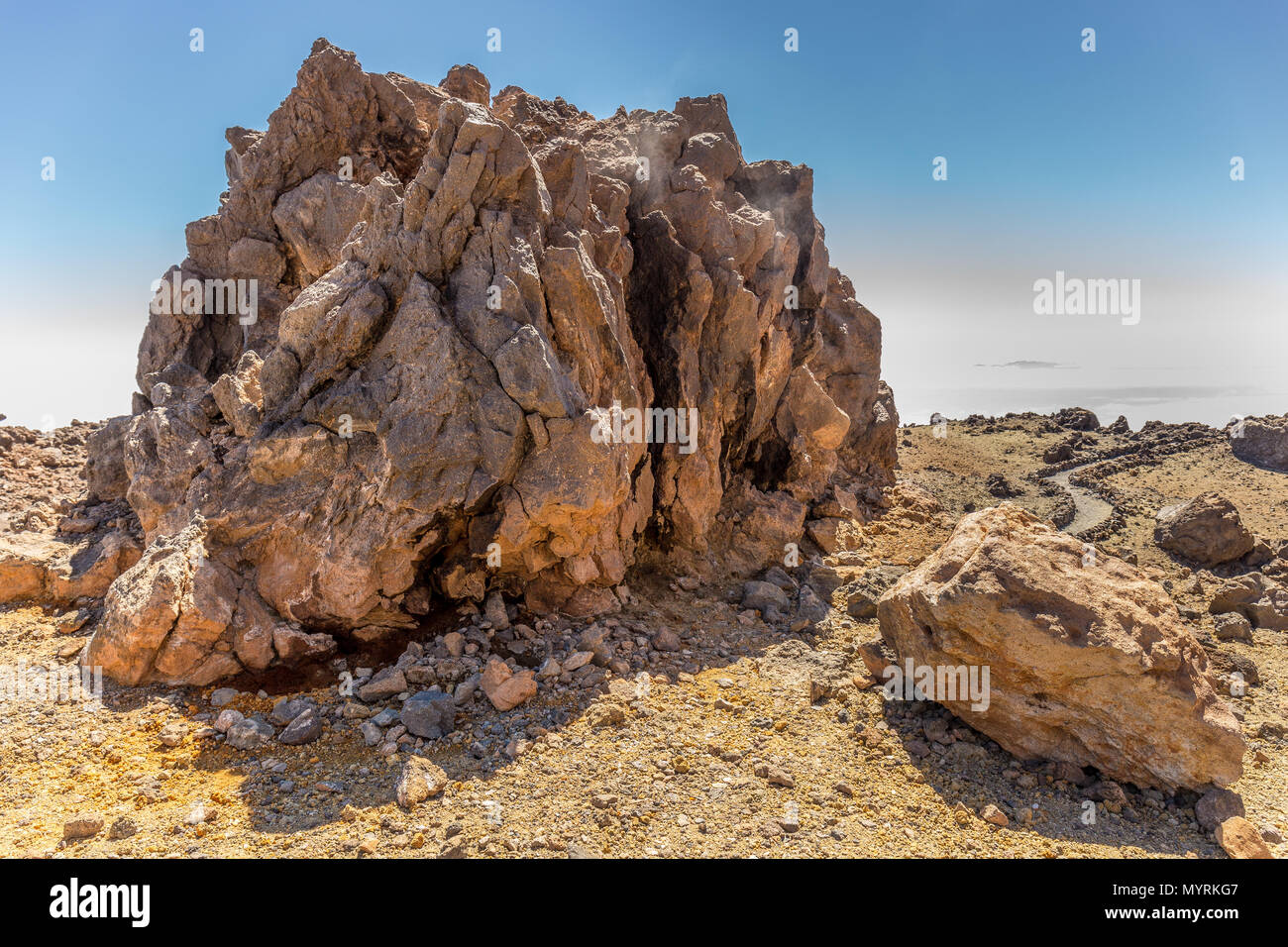 La cuisson de la roche volcanique du mont Teide, Tenerife, Îles de Canaries, Espagne Banque D'Images