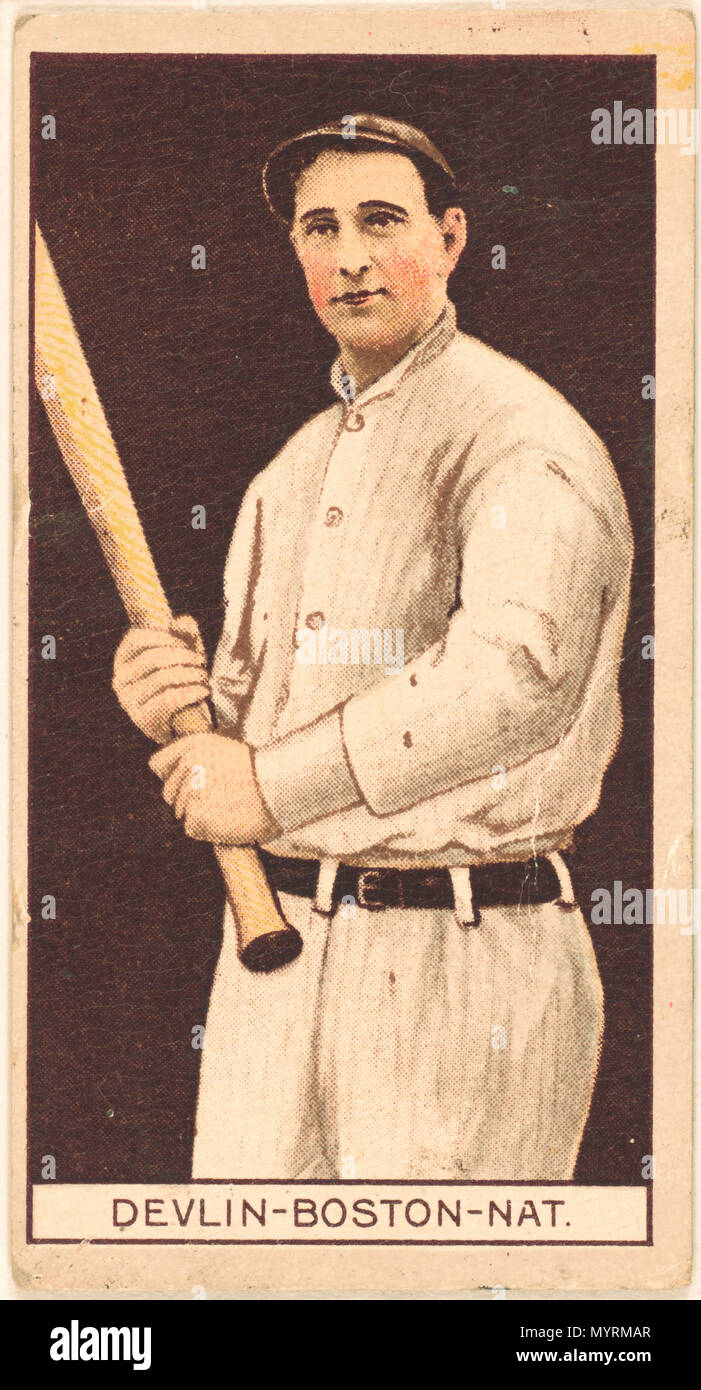 . Anglais : Titre : Arthur Devlin, Boston Braves, carte de base-ball Résumé portrait/moyenne : 1 : Impression de décharge avec les demi-tons, la couleur. . 1912. American Tobacco Company, parrainer 380 Arthur Devlin, Boston Braves, portrait carte de base-ball RCAC2008677440 Banque D'Images