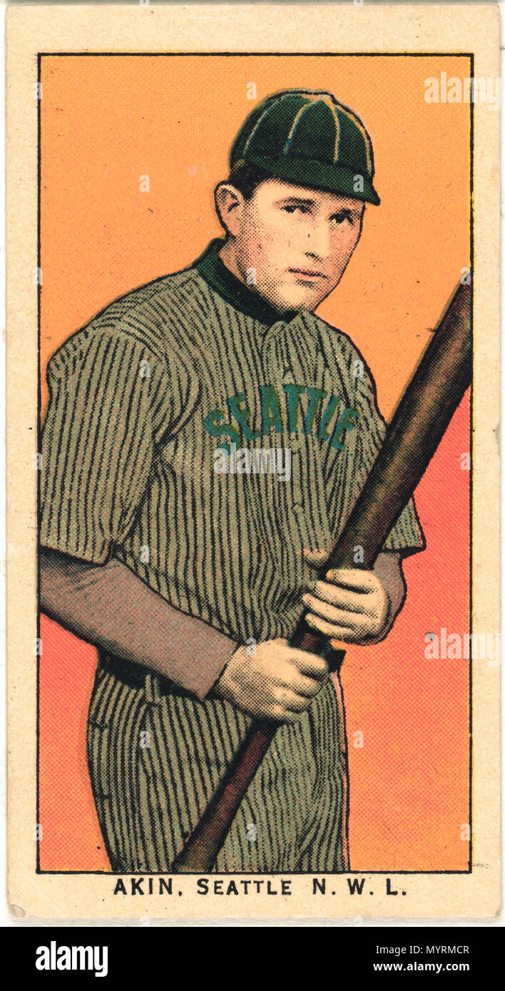 . Anglais : Titre : Akin, l'équipe de baseball de Seattle, carte portrait Abstract/medium : 1 : Impression de décharge avec les demi-tons, la couleur. . 1910. American Tobacco Company, parrainer 273 Akin, l'équipe de baseball de Seattle, carte portrait RCAC2008676643 Banque D'Images