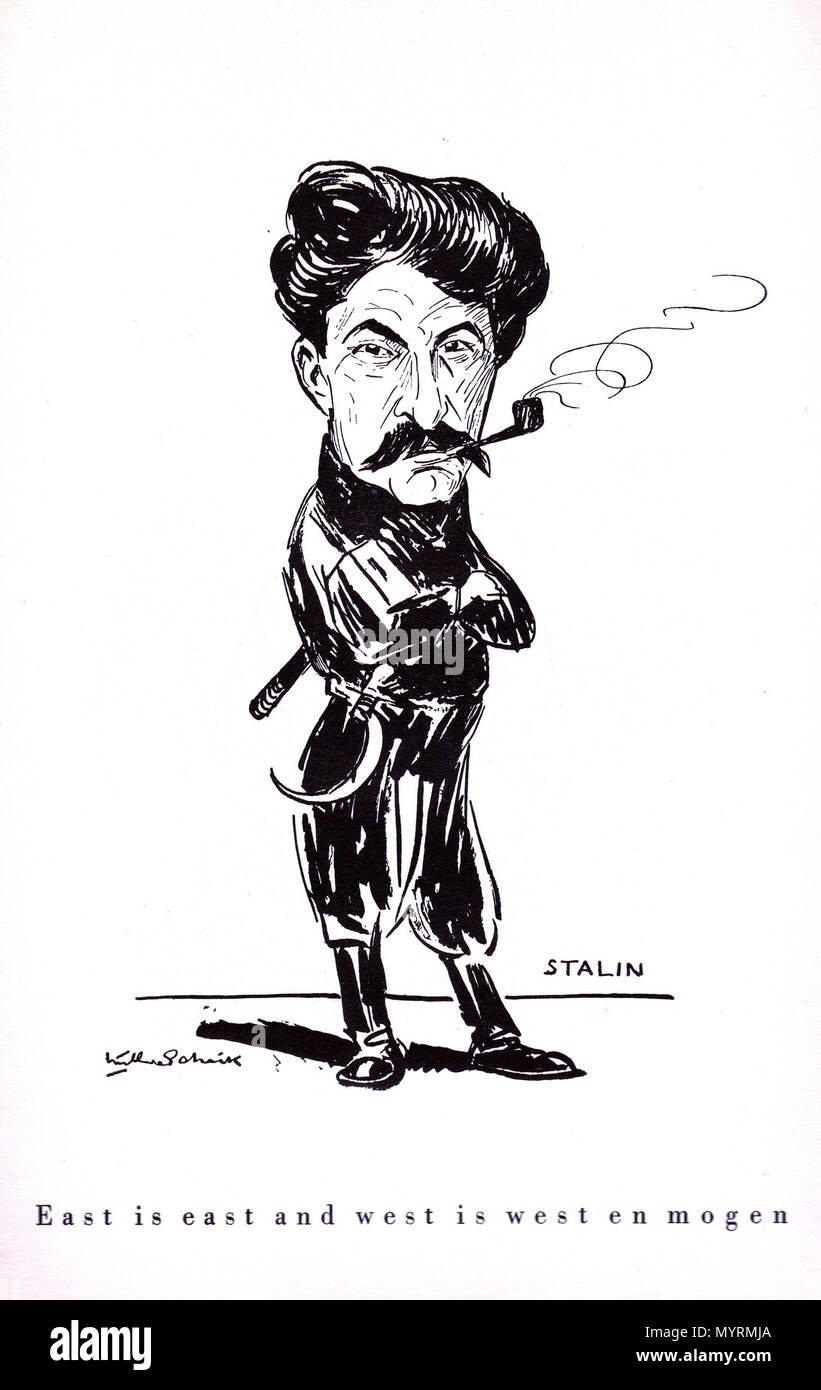 . Anglais : 152. D'un croquis par Willem van Schaik (1876-1938). Texte dit (trad.) 'Est est l'Est et l'ouest est à l'ouest et peut ..." Texte continue sur croquis (21) Caricature d'Hitler et continue '... les deux ne se rencontrent jamais !' (1937) Nederlands : Jozef Staline. Porte Schets Willem van Schaik (1876-1938). Onderschrift : 'East se trouve à l'Est et l'ouest est à l'ouest en payer un repas à ...'. De tekst loopt op schets porte 21 (een schets van Hitler), en wel als volgt : '... mourir rondje twee nooit ontmoeten !' (1937) . 193791 Schaik20 Banque D'Images