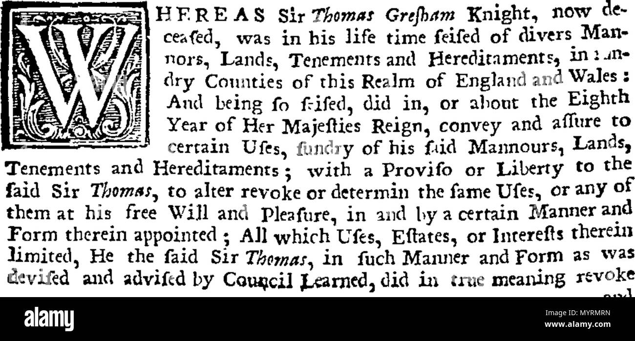. Anglais : Fleuron du livre : une copie exacte du dernier testament, de Sir Thomas Gresham, Kt. À laquelle sont ajoutés, une diminution d'une loi du Parlement, adoptée à la vingt troisième de Q. Elizabeth, en l'an 1581, pour la meilleure exécution de l'de Sir Thomas Gresham, Kt. Comme aussi des comptes publics concernant l'Gresham College ... 331 Une copie exacte du dernier testament, de Sir Thomas Gresham, fleuron de l'AC T033614-2 Banque D'Images