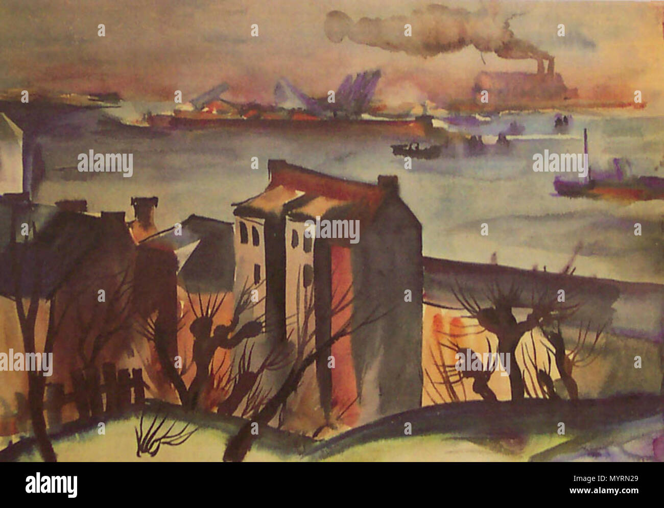 . Deutsch : Elfriede Lohse-Wächtler : Blick über den Hafen (um 1929) ; 51,0 x 72,8 cm Aquarell. Elfriede Lohse-Wächtler Nachlass, Privatbesitz Hambourg . vers 1929. Elfriede Lohse-Wächtler (1899-1940) Noms alternatifs Elfriede Lohse- Wächtler Description peintre allemand Date de naissance/décès 4 Décembre 1899 31 juillet 1940 Lieu de naissance/mort Dresden-Löbtau Tötungsanstalt-NS Deutsch : English : Euthanasie Pirna-Sonnenstein Sonnenstein Centre, Pirna période de travail c. 1915-1935 Travaux arrivée Dresde, Görlitz, Hambourg, Pirna contrôle d'autorité : Q463032 : VIAF ?35265353 ISNI : ?0000 0000 8218 61 Banque D'Images