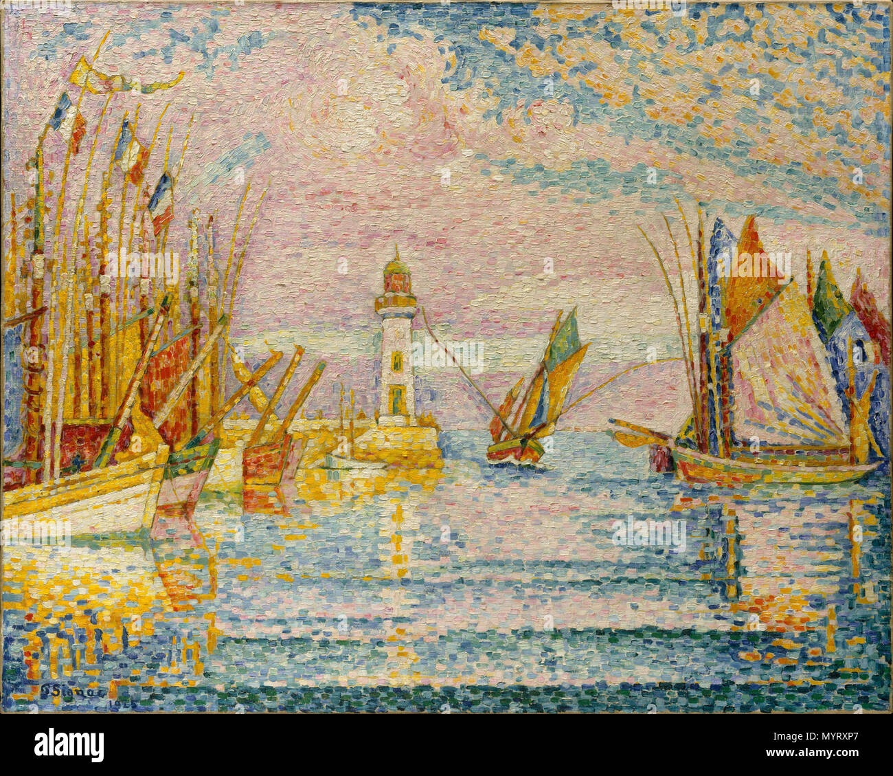 Phare de Groix Paul Signac (français, Paris 1863-Paris 1935) Phare de Groix, 1925 huile sur toile ; 29 x 36 1/8 à 3/8. (74 x 92,4 cm) le Metropolitan Museum of Art, New York, partielle et a promis le don de M. et Mme Douglas Dillon, 1998 (1998.412.3) http://www.metmuseum.org/Collections/search-the-collections/438386 80 Paul Signac, 1925, le phare, Groix, 74 × 92,4 cm, Metropolitan Museum of Art Banque D'Images
