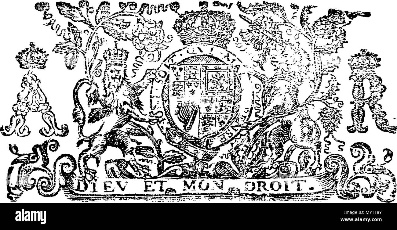 . Anglais : Fleuron du livre : Anne, par la grâce de Dieu, d'Angleterre, Ecosse, France, Irlande, et reine, ... Alors que, à la fin de l'horrible et de la tempête, qui s'est passé sur la vingt-sixième et vingt-septième jours de novembre dernier passé, de nombreux marins et les marins, ... et autres personnes, ont perdu la vie, ... 360 Anne Fleuron T190570-2 Banque D'Images