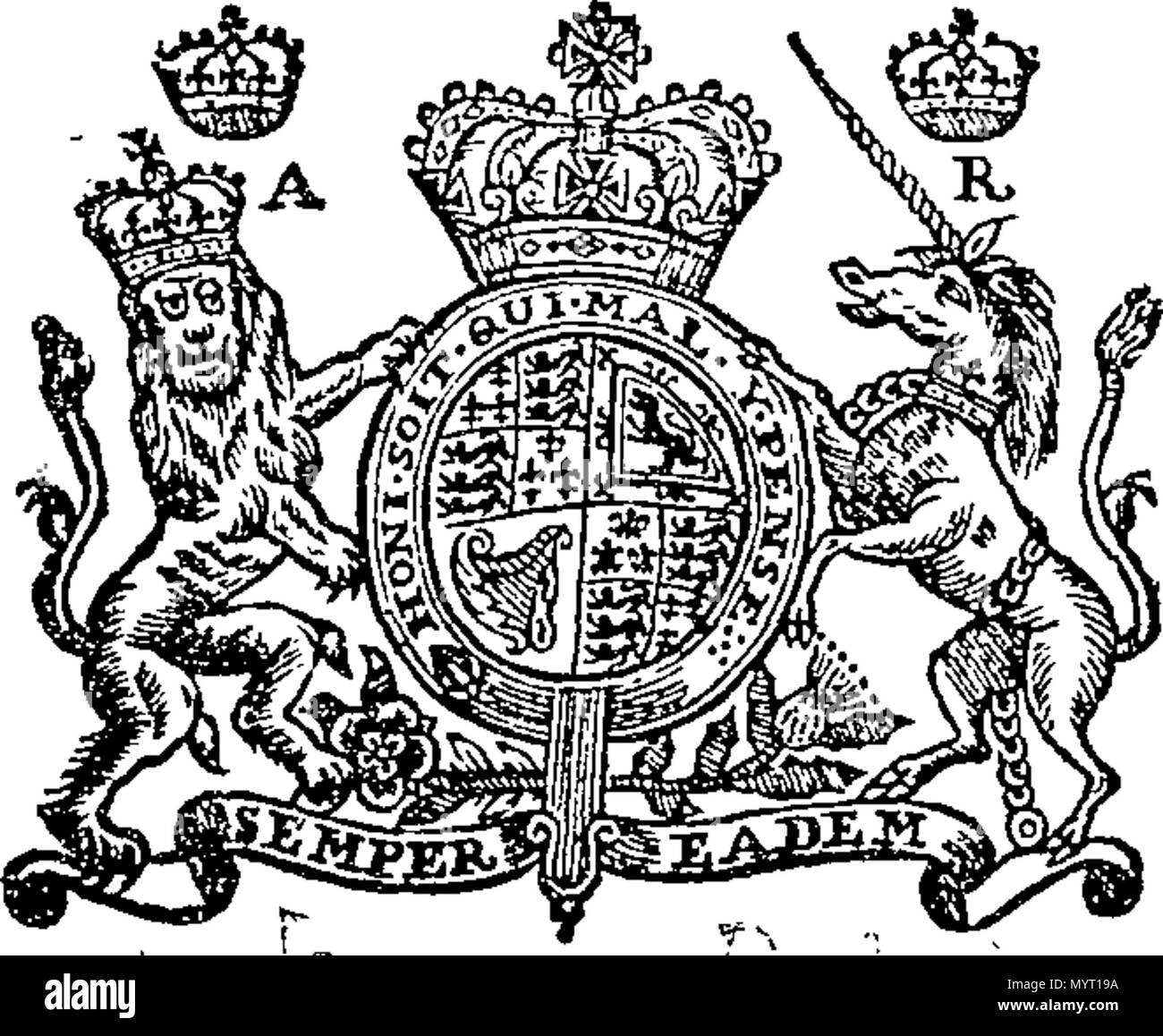 . Anglais : Fleuron du livre : Anne, par la grâce de Dieu, de l'Angleterre, l'Ecosse, la France et l'Irlande, la reine, défenseur de la foi, &c. À tous ceux à qui les présentes parviennent, salut : Comme le bien-être et de l'appui de l'Église d'Angleterre, comme établi par la loi, ont été toujours notre plus grand soin, de sorte que nous avons depuis notre adhésion à l'État souvent réfléchi sur l'état misérable de Sa Majesté en réfléchissant sur la condition moyenne d'un grand nombre de membres du clergé, les rejets, les arriérés de dixièmes en raison sur la petite vie n'excède pas 30 l. par an. Un très grand nombre du clergé de ce nos Banque D'Images
