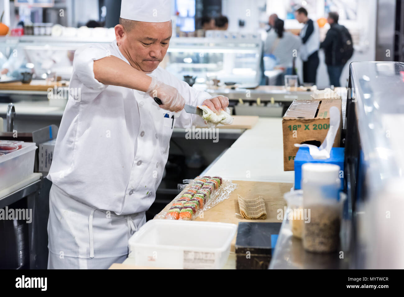La ville de New York, USA - 30 octobre 2017 : marché alimentaire place du homard à l'intérieur intérieur boutique au centre-ville de Chelsea, quartier inférieur Manhattan New York District, S Banque D'Images