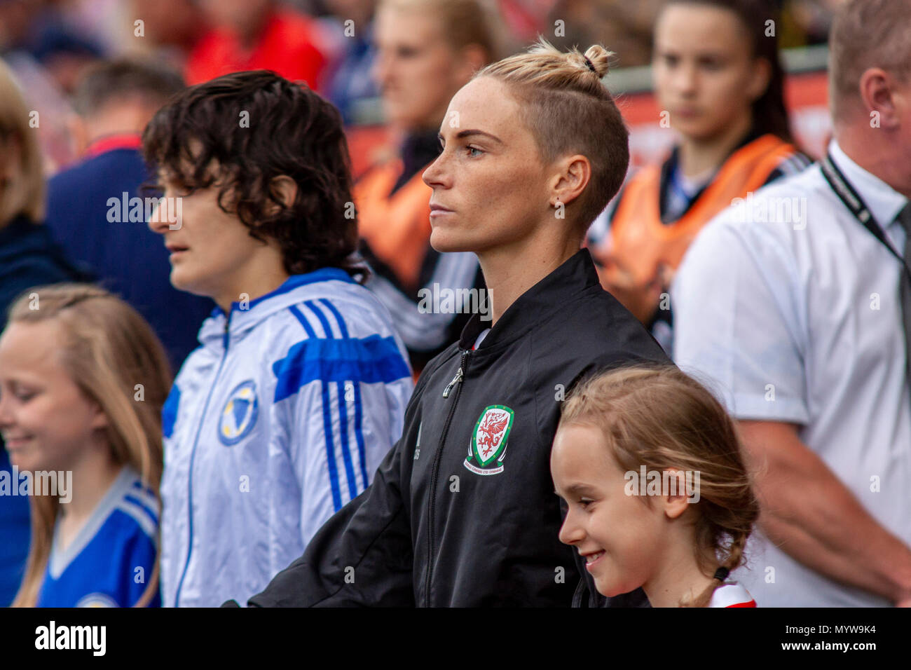 Swansea, Pays de Galles, Royaume-Uni. 7 juin, 2018. Pays de Galles' Jess Fishlock fait face à la Bosnie-Herzégovine au Liberty Stadium. Lewis Mitchell/Alamy Live News. Banque D'Images