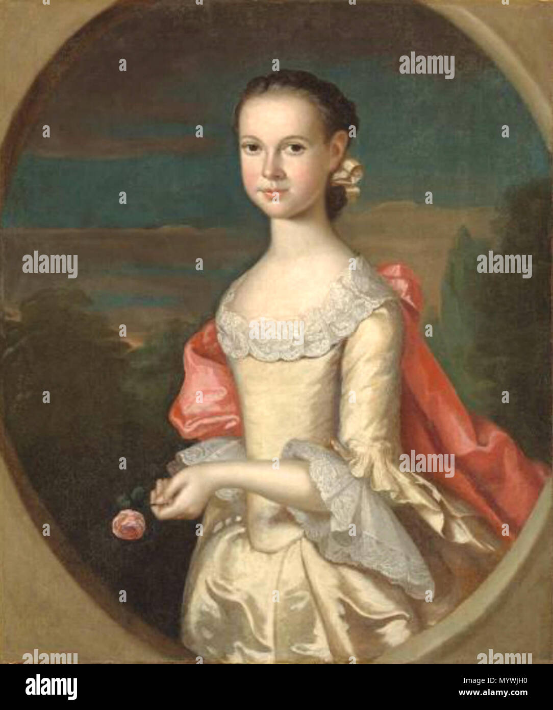 . Anglais : Peinture de Eliabeth Calvert par John Hesselius, 1761 . 1er janvier 1761. John Hesselius, 1728-1778, 1761 29 ElizabethCalvert Banque D'Images