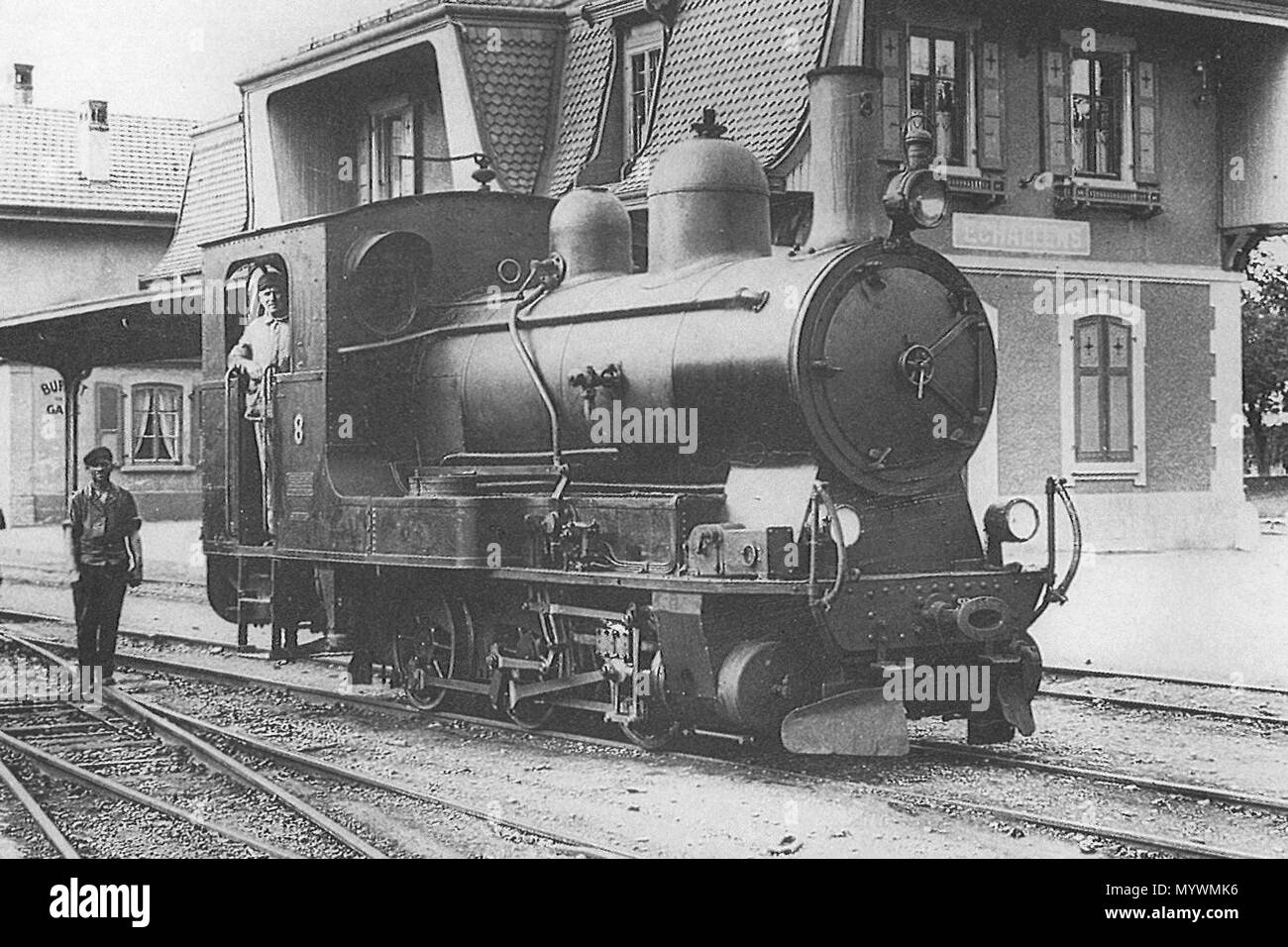 4 LEB Locomotive G 3 3 8 Échallens vers 1920 Banque D'Images