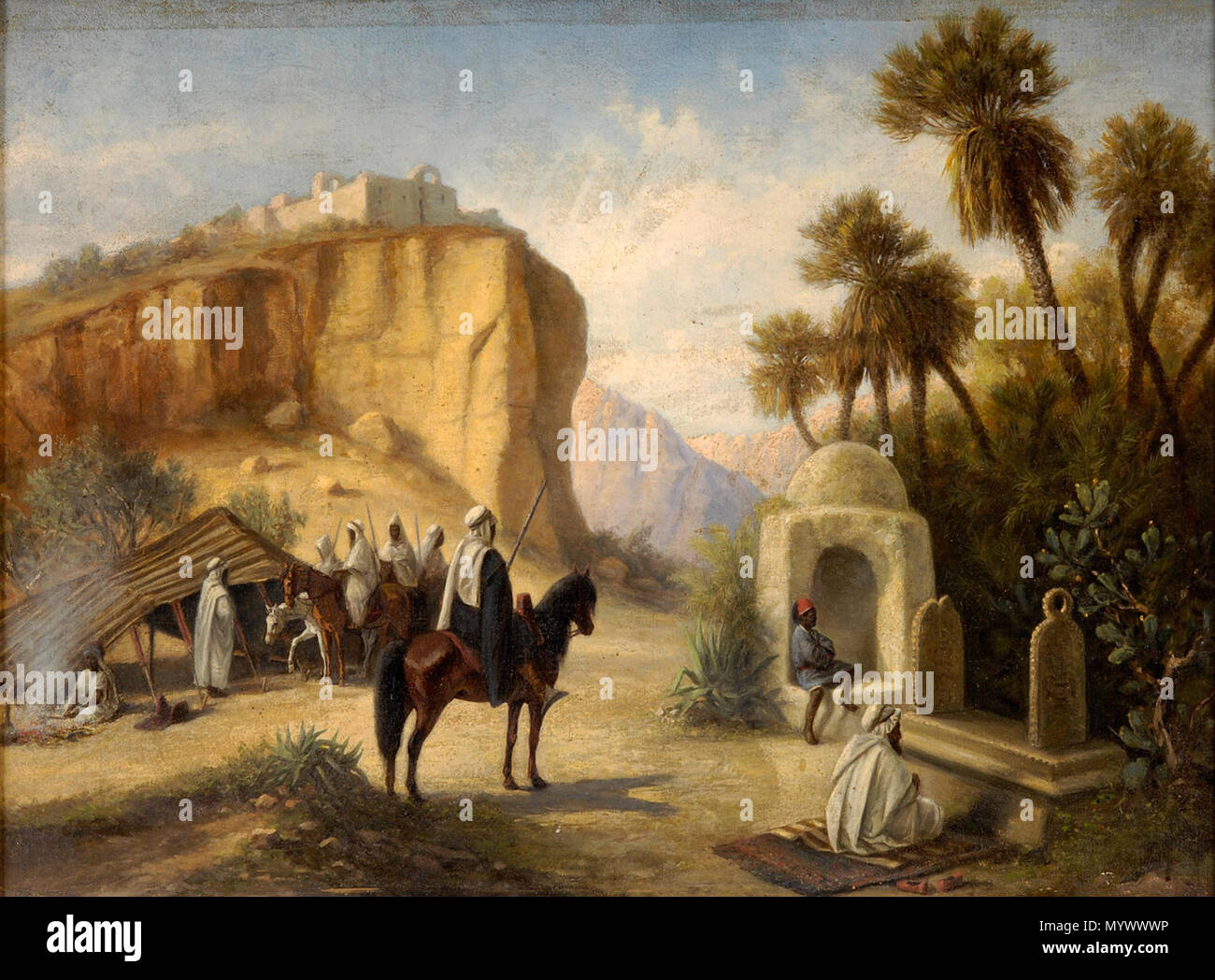 . Allemand : Beduinenlager. . 19e siècle. maître inconnu 14 Beduinenlager 19JH Banque D'Images