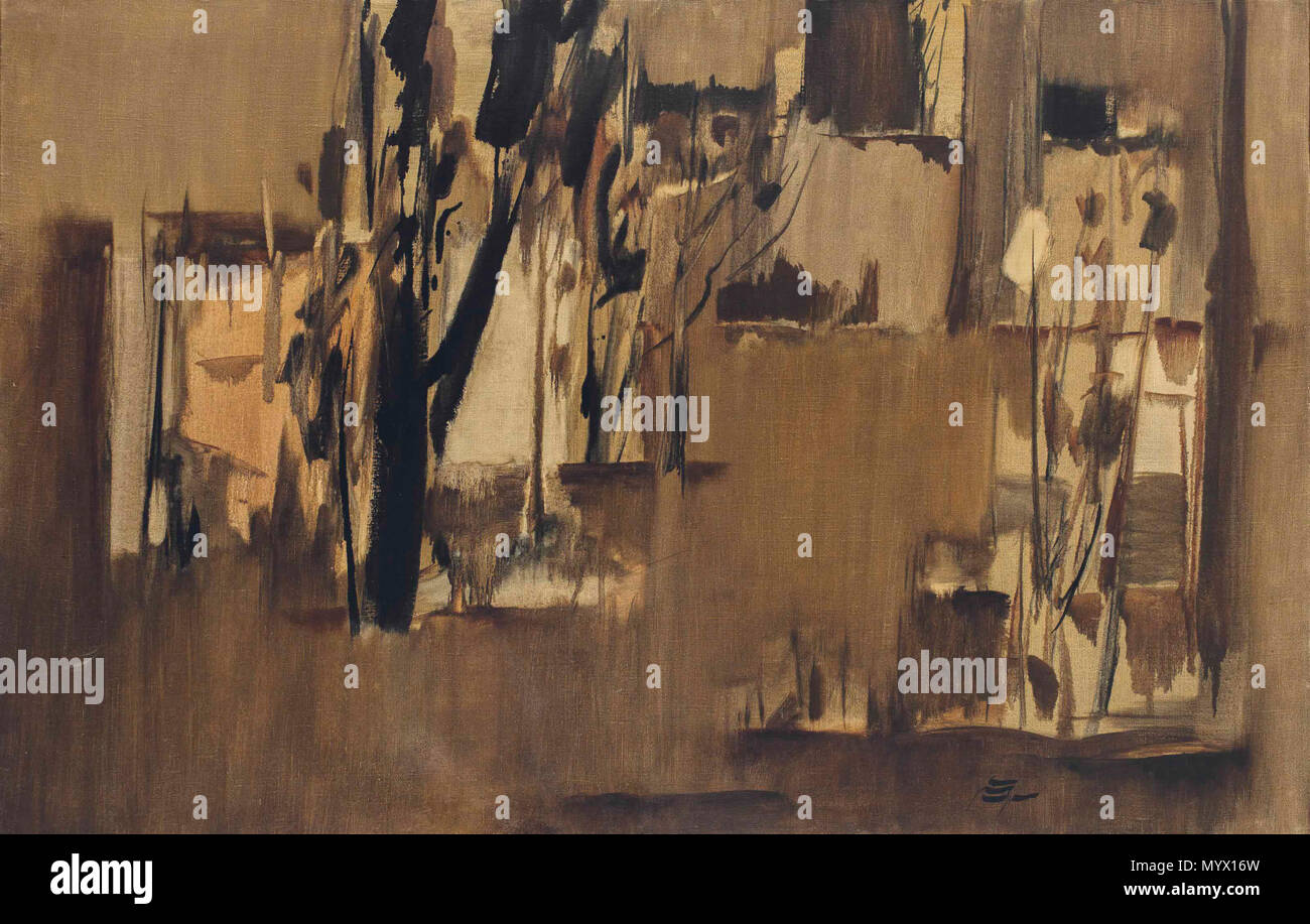 . Anglais : Sans titre signé en farsi (bas à droite) huile sur toile 39 x 62 1/8 ½in. (99.5 x 158.8cm.) peinte datant de la fin des années 1960, Provenance collection privée, Téhéran (acquis directement auprès de l'artiste à la fin des années 1960/début des années 70). Galerie Golestan, Téhéran (acquis de la ci-dessus). Acquis de la ci-dessus par le propriétaire actuel en 2015. . Fin des années 1960. Sohrab Sepehri (1928-1980), peintre iranien Description poète et écrivain Date de naissance/décès 7 Octobre 1928 21 avril 1980 Lieu de naissance/décès Kashan Téhéran Téhéran Iran (lieu de travail) le contrôle d'autorité : Q469991 : VIAF 41851171 Banque D'Images