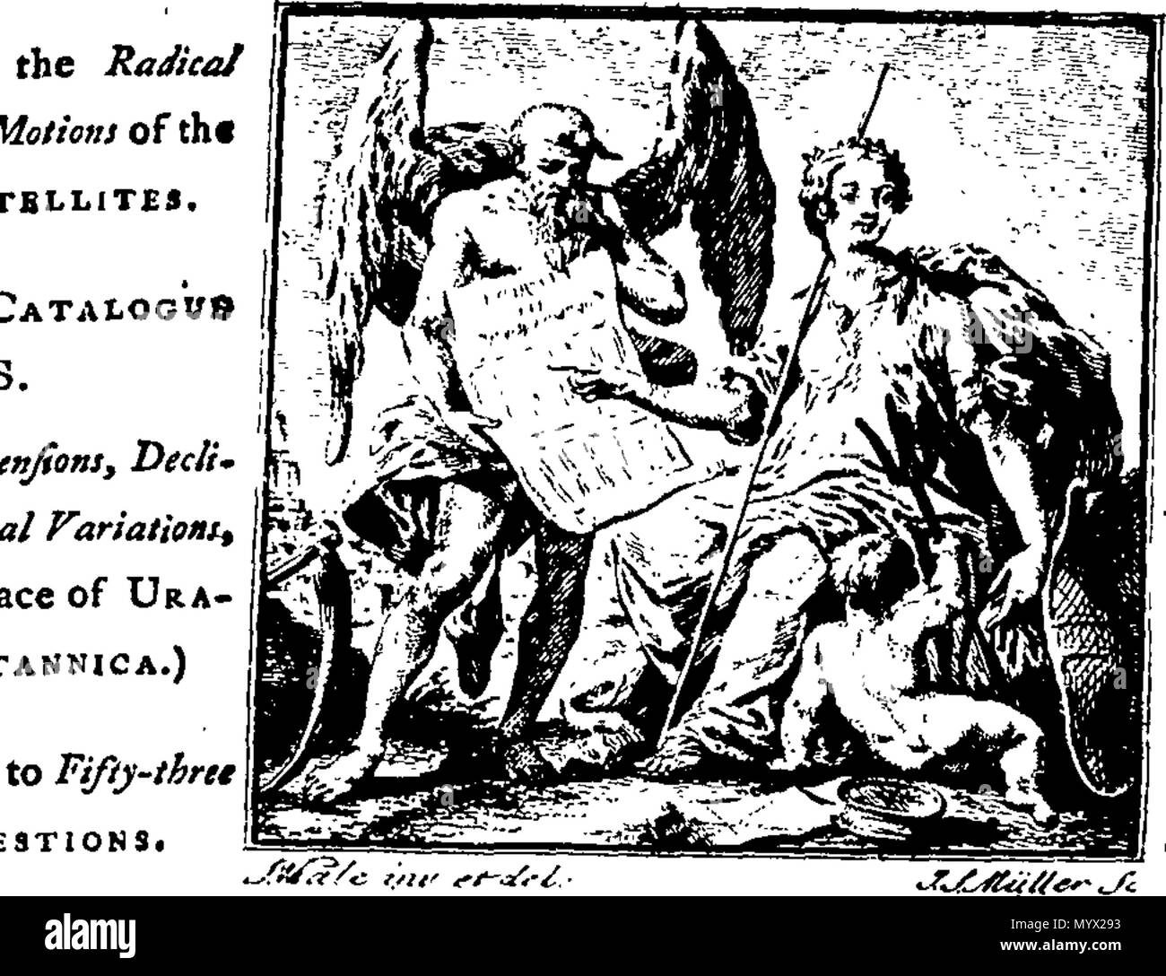 . Anglais : Fleuron du livre : Astronomia accurata ; ou l'astronome royal et du navigateur. Contenant de nouvelles améliorations dans l'astronomie, chronologie, et la navigation. Notamment, les nouvelles tables lunaires et solaires correcte ; avec des préceptes et des exemples de leur utilisation, conformément à l'ancien ou le nouveau style. Les éléments de la moyenne et lieux radicale du Mouvement des Planètes et satellites. Un nouveau et bon catalogue d'étoiles. Avec leur droit ascensions, déclinaisons, et des variations annuelles, le lieu de fourniture (Uranographia Britannica.) et des réponses aux questions astronomiques Fifty-Three. L'onglet Règles et ordre chronologique Banque D'Images