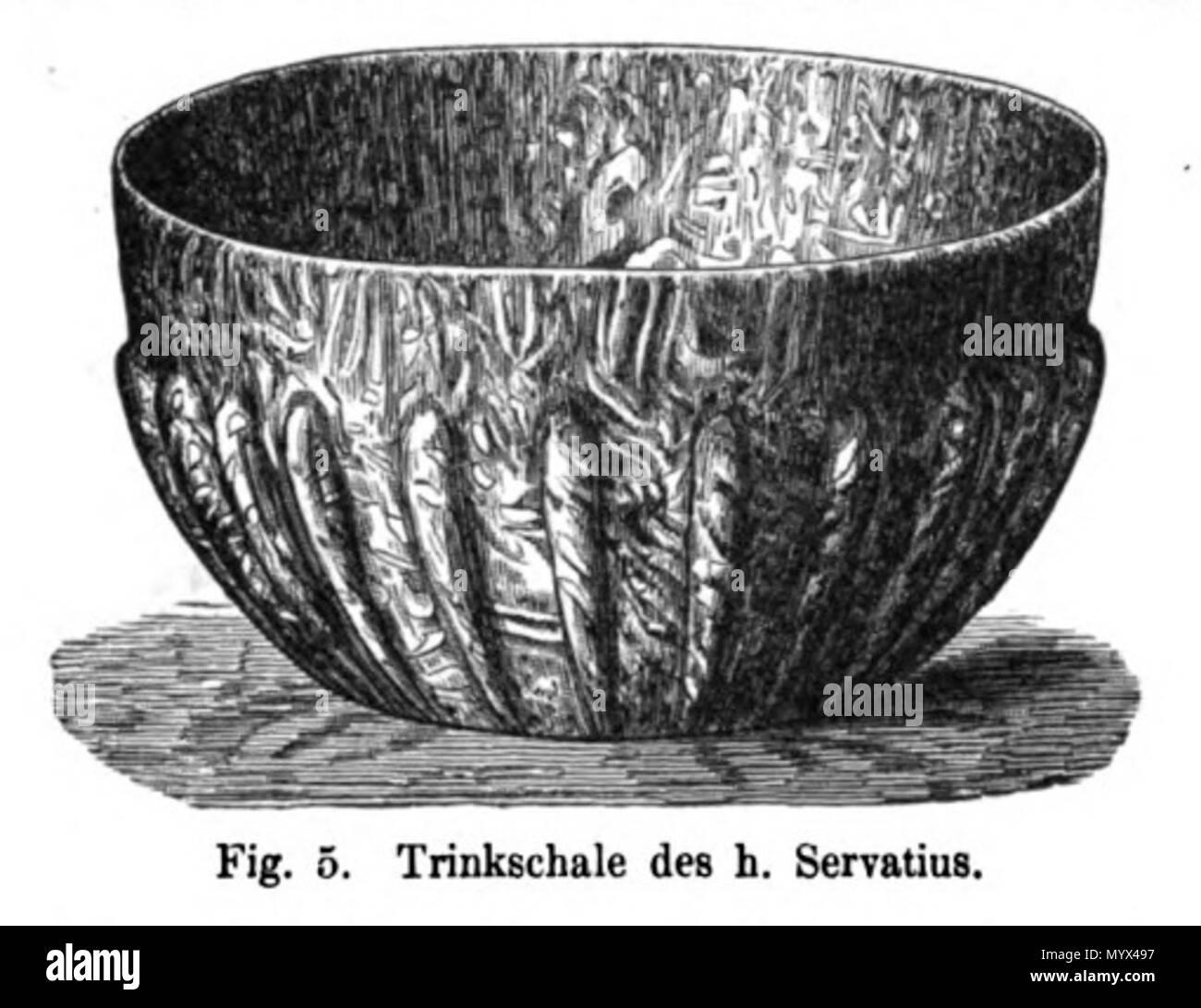 . Anglais : gravure sur bois illustration de ce qu'on appelle la tasse de Saint Servais (4ème c.) dans le trésor de la Basilique Saint-servais à Maastricht, aux Pays-Bas. L'un des 66 illustrations de Bock & Willemsen's 1872 publication sur l'église Saint-servais de trésors et de Notre Dame, à la fois à Maastricht. . 1872. unknow artist, avant 1872 5 Bock &AMP ; Willemsen, Maestricht (1872) 05 Banque D'Images