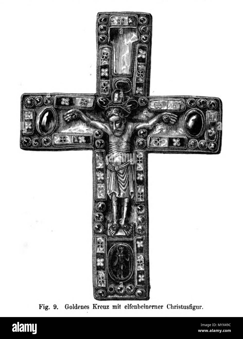 . Anglais : gravure sur bois illustration de ce qu'on appelle la croix pectorale de Saint Servais (11e siècle) dans le trésor de la Basilique Saint-servais à Maastricht, aux Pays-Bas. L'un des 66 illustrations de Bock & Willemsen's 1872 publication sur l'église Saint-servais de trésors et de Notre Dame, à la fois à Maastricht. . 1872. unknow artist, avant 1872 5 Bock &AMP ; Willemsen, Maestricht (1872) 09 Banque D'Images