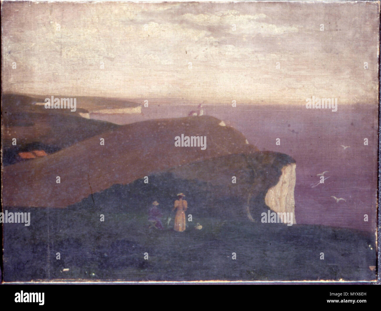 . Les South Downs, avec la Belle Tout phare . vers 1900 1 British School - les South Downs, avec la Belle Tout phare - Google Art Project Banque D'Images