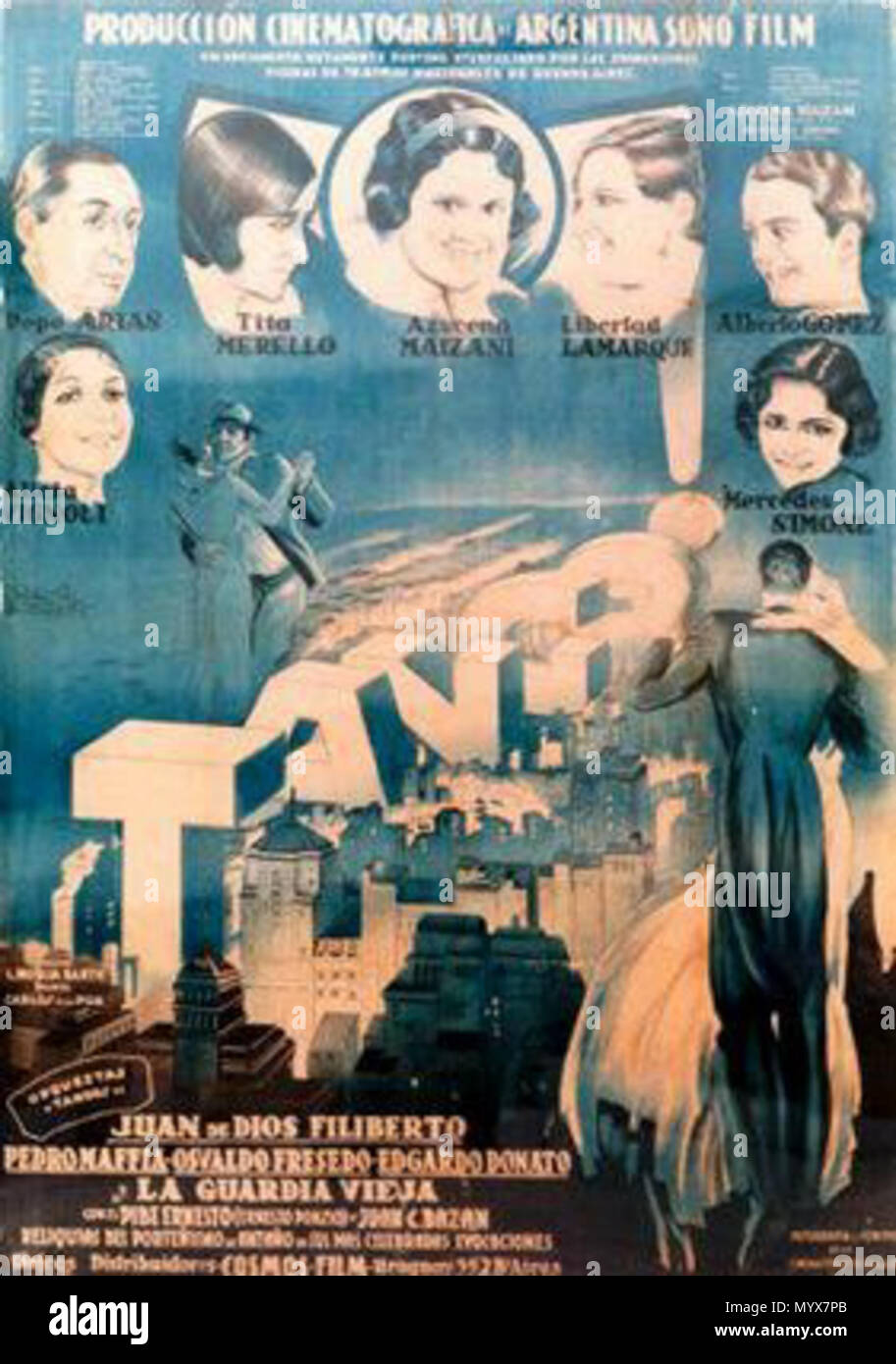 . Anglais : Affiche pour le film argentin 1933 ¡Tango !, le premier film sonore fabriqué en Argentine . 1933. Tango Argentina Sono Film 1 affiche de film 1933 Banque D'Images