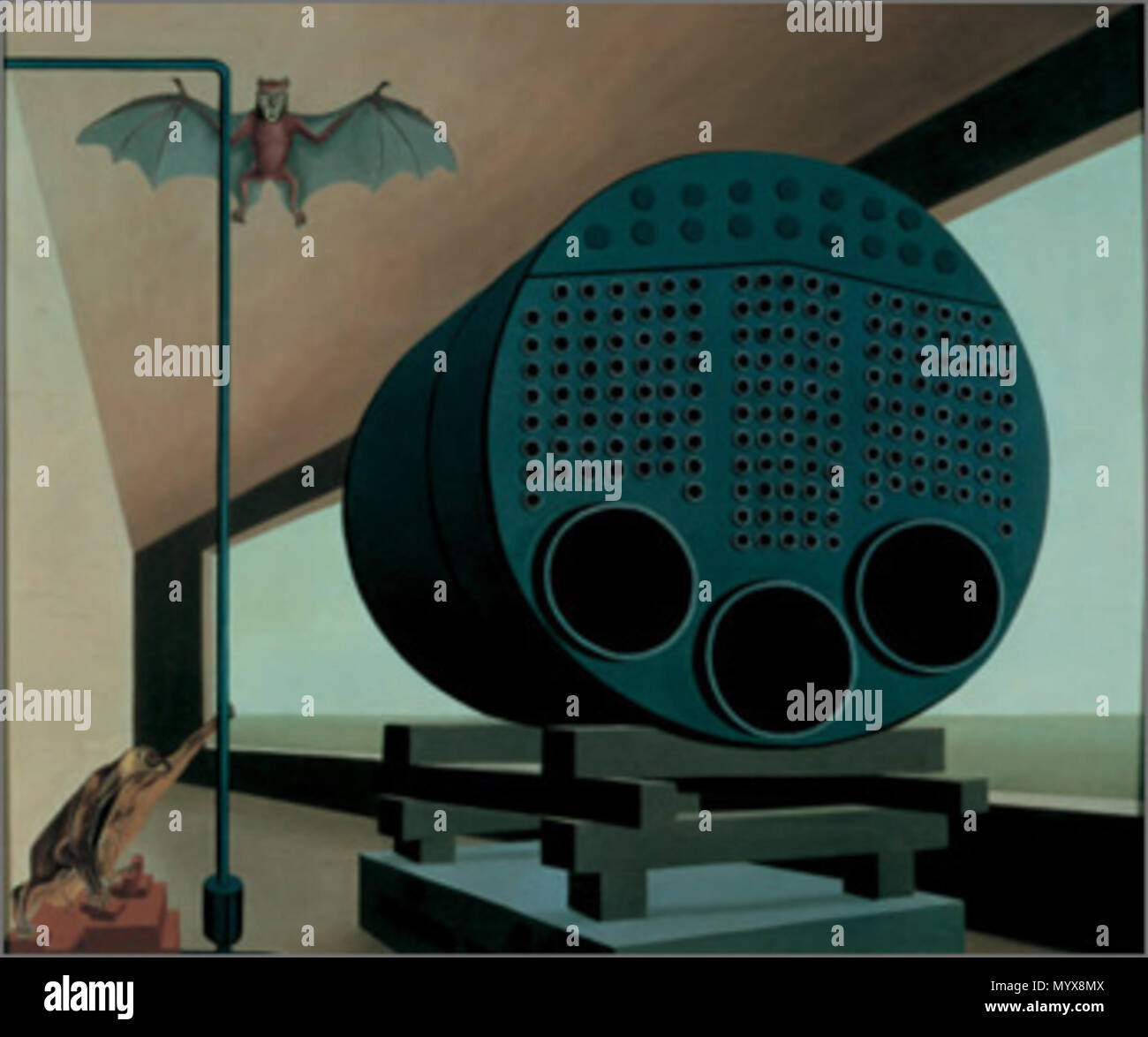 . Traumbild : mit Fledermaus Dampfkessel, Öl auf Holz, 55 x 66 cm, Privatbesitz . 192820 Carl Grossberg Dampfkessel Traumbild mit Fledermaus 1928 Banque D'Images