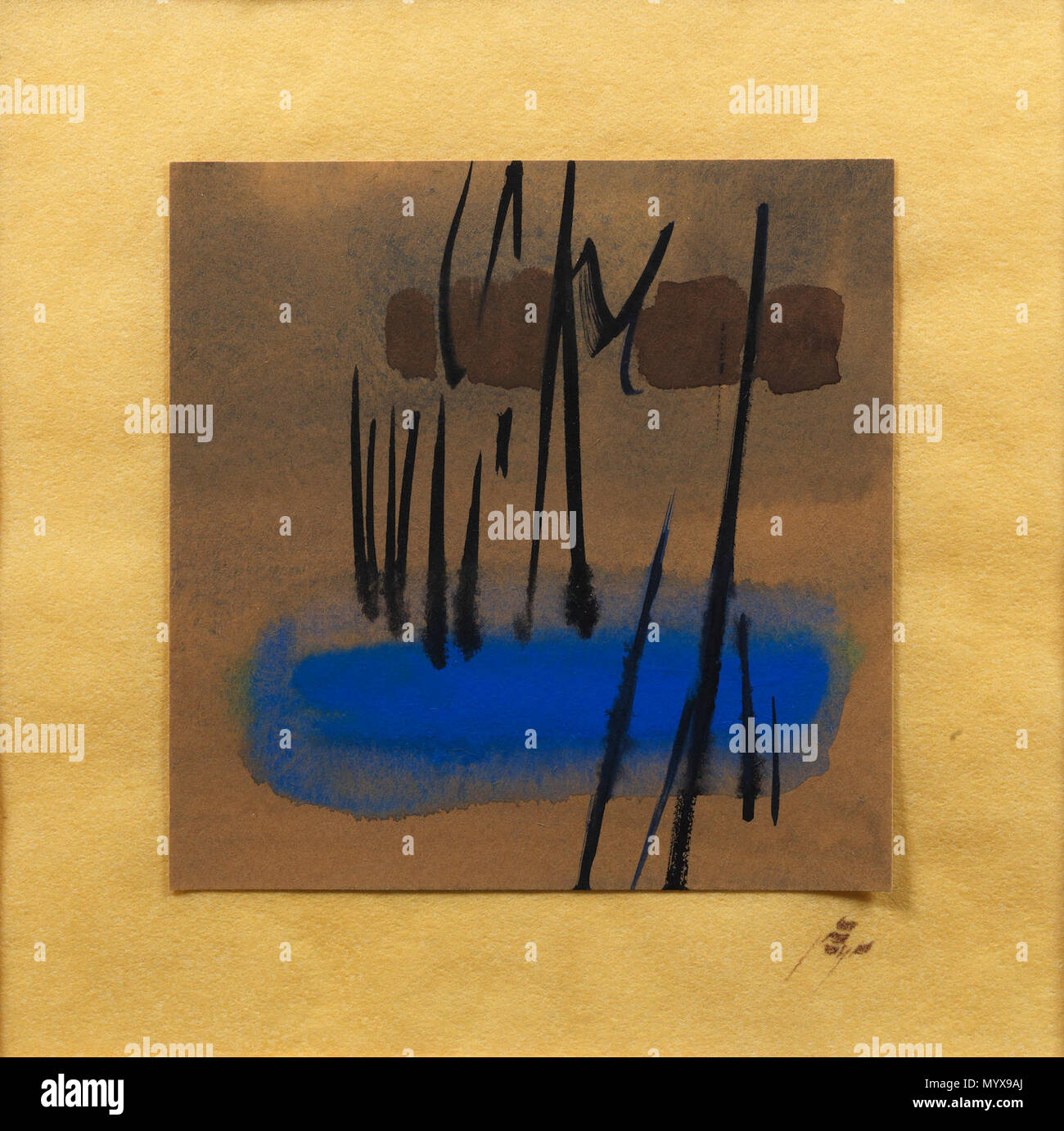 . Anglais : Composition abstraite à l'acrylique sur papier bleu, avec cadre exécuté vers 1970, signée en bas à droite) Farsi (25 x 25cm (9 13/16 x 9 13/16in).(taille de l'image avec le soutien : 25 x 25 Taille de l'image : 16 x 16 NOTES) Provenance : un bien d'une collection privée, Paris a présenté comme un don de l'artiste à l'actuel propriétaire, vers 1970 . vers 1970. Sohrab Sepehri (1928-1980), peintre iranien Description poète et écrivain Date de naissance/décès 7 Octobre 1928 21 avril 1980 Lieu de naissance/décès Kashan Téhéran Téhéran Iran (lieu de travail) le contrôle d'autorité : Q469991 : VIAF ? Banque D'Images