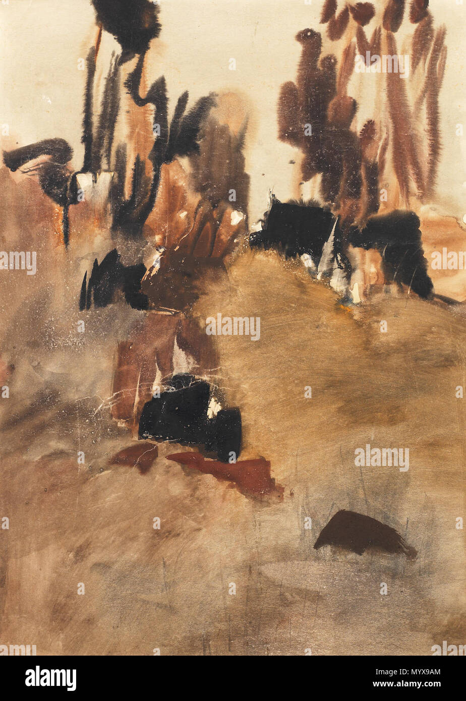 . Anglais : Composition abstraite en gris gouache sur papier, encadré signé en 1965 70 x 50cm (27 9/16 x 19 11/16in). Notes de Provenance : un bien d'une collection privée, UK Ce travail est accompagné d'un certificat d'authenticité de Lili Golestan Publié : Sohrab Sepeheri, poète, peintre, Zaman Publications, Téhéran 1980 (illustré) . 1965. Sohrab Sepehri (1928-1980), peintre iranien Description poète et écrivain Date de naissance/décès 7 Octobre 1928 21 avril 1980 Lieu de naissance/décès Kashan Téhéran Téhéran Iran (lieu de travail) le contrôle d'autorité : Q469991 : VIAF ?41851171 ISNI Banque D'Images