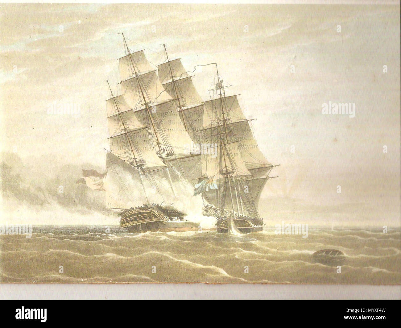 . Anglais : d'une peinture de la Royal Navy capture des navire négrier Velos Passegera au cours de la lutte contre l'esclavage l'obstruction de l'Afrique de l'Ouest . Date inconnue. Inconnu 19 Prise de la Veloz Passagera Banque D'Images