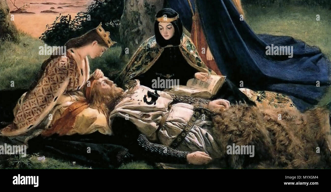 . Anglais : Détail de la mort du roi Arthur. 26 Détail de la mort du Roi Arthur par James Archer (1860) Banque D'Images