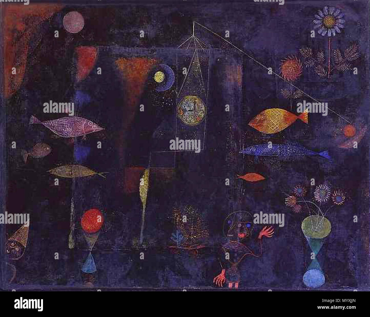 . English : Magie des poissons. Huile et aquarelle vernie. 76,8 x 98,1 cm English : poisson magique. L'huile et à l'aquarelle verni. 76,8 x 98,1 cm. Le Philadelphia Museum of Art, Philadelphie, PA, USA . Magie du poisson . 1925 33 Magic Poisson Banque D'Images