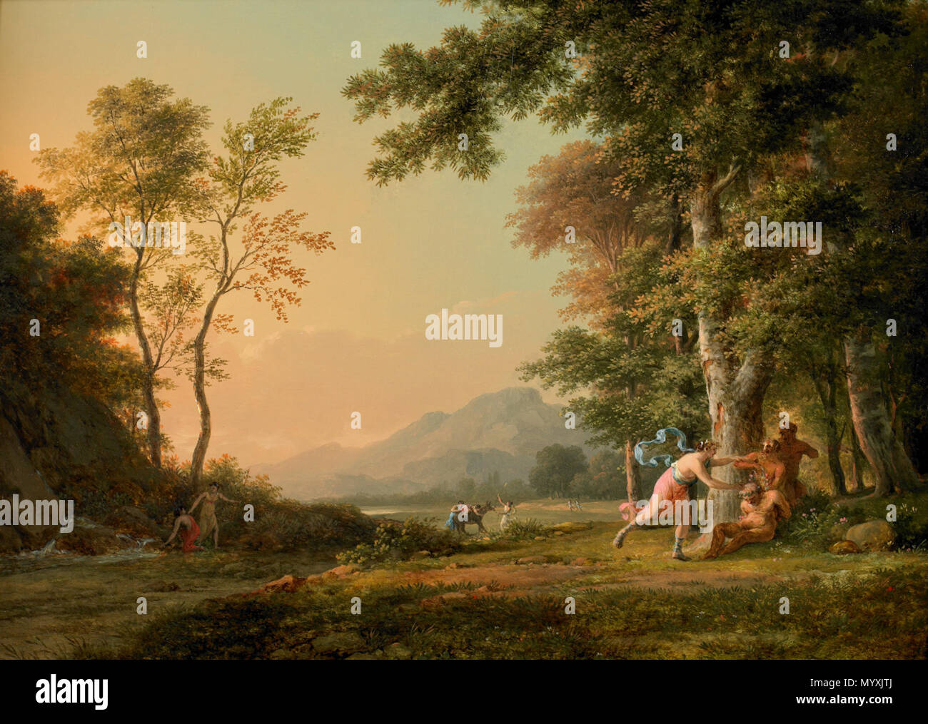 . Un paysage boisé avec une scène bachiques . circa 1810 3 un paysage boisé avec une scène bachiques par Pierre-Henri de Valenciennes Banque D'Images