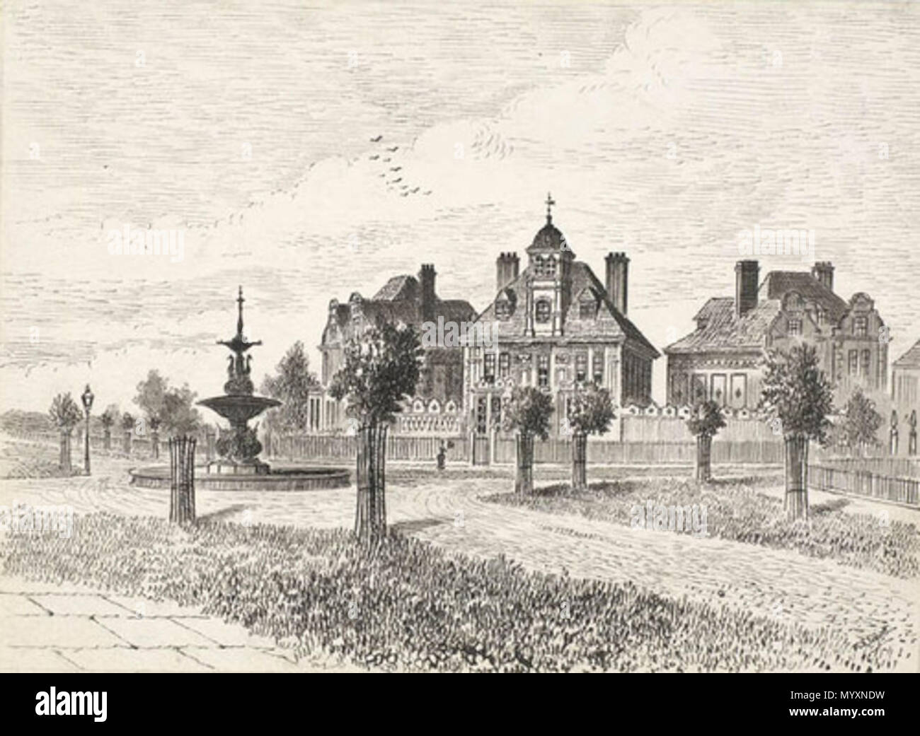 . Anglais : Bâtiments de la Reine Anne, Westbourne Road , c.1886 . vers 1886. Smith, Frederick Schultz (1860-1925) 3 bâtiments de style Queen Anne, Westbourne Road , c.1886 Banque D'Images