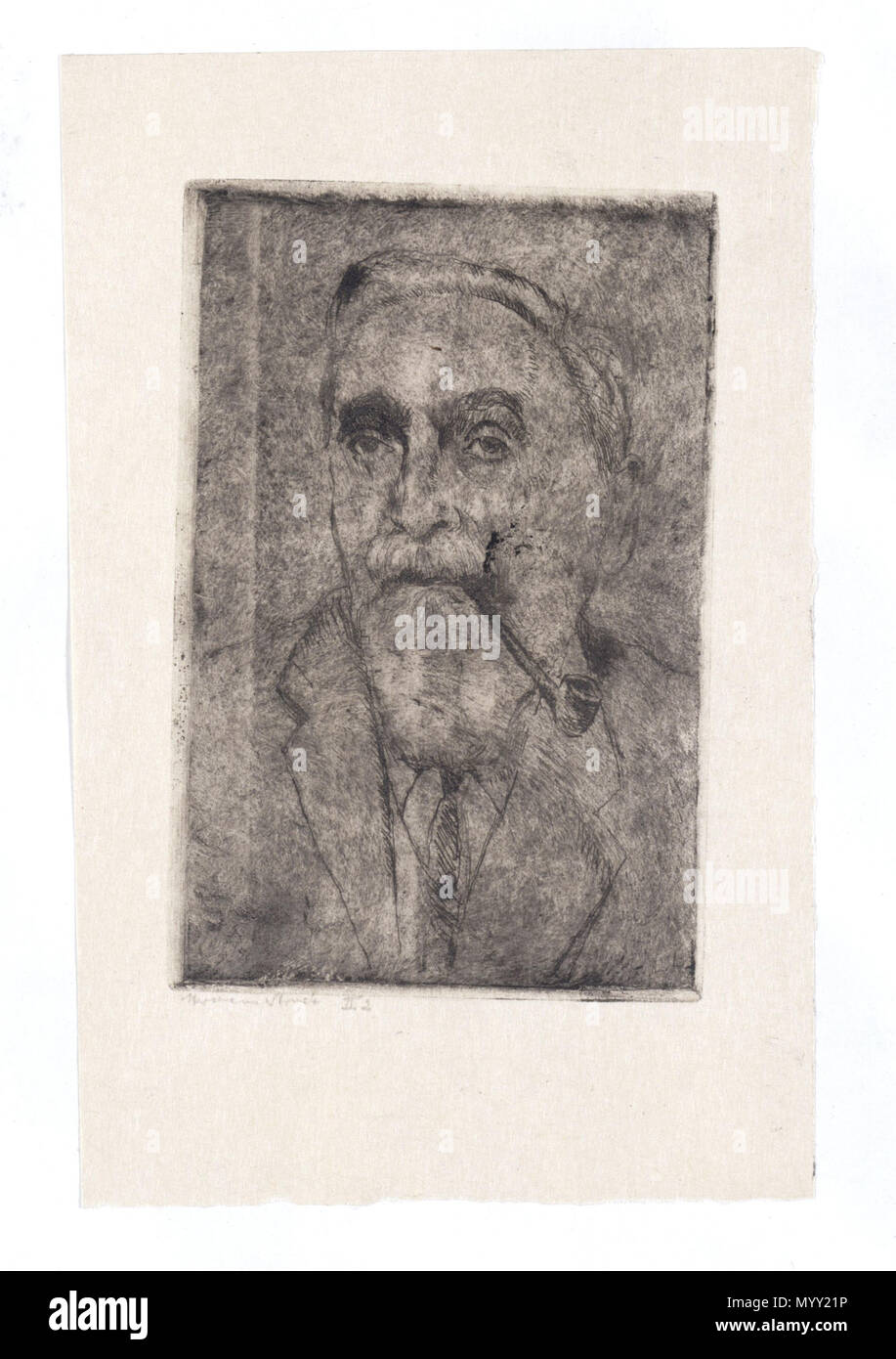 . Deutsch : Selbstporträt Hermann Struck (1876-1944) . vers 1942 Hermann 47 Grafik frappé JMBerlin GDR 8710 Banque D'Images