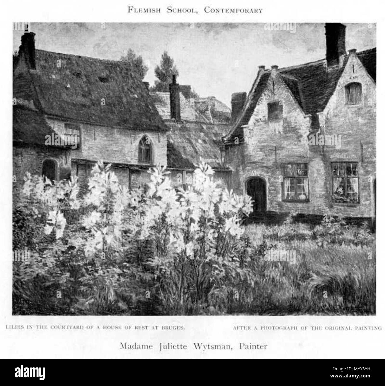 . Anglais : 1905 imprimer des pages de femmes peintres du monde, de l'époque de Caterina Vigri, 1413-1463, à Rosa Bonheur et l'époque actuelle, par Walter Shaw Sparrow, l'art et la vie Bibliothèque, Hodder & Stoughton, Paternoster Row, Londres 27 . Anglais : Lys dans la cour d'une maison de repos à Bruges . 190556 Juliette Wytsman - lis dans la cour d'une maison de repos à Bruges Banque D'Images