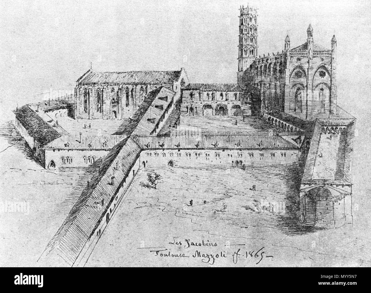 . Français : Le quartier des Jacobins de Toulouse, vu par Mazzoli (1865). . 10 mai 2018. Bulletin municipal de la ville de Toulouse 63 Le quartier des Jacobins de Toulouse, vu par Mazzoli (1865) Banque D'Images