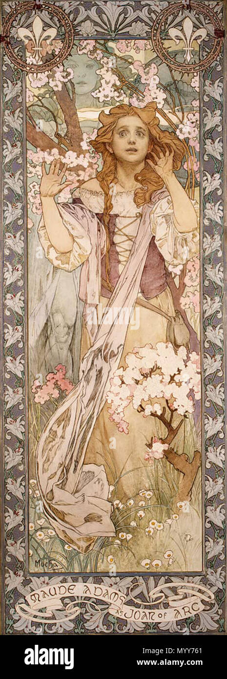 . Anglais : Maude Adams comme Jeanne d'Arc. . Fin du xixe ou début du xxe siècle. Alfons Mucha 72-Mucha-Maude Adams-comme-Jeanne-d-Arc Banque D'Images