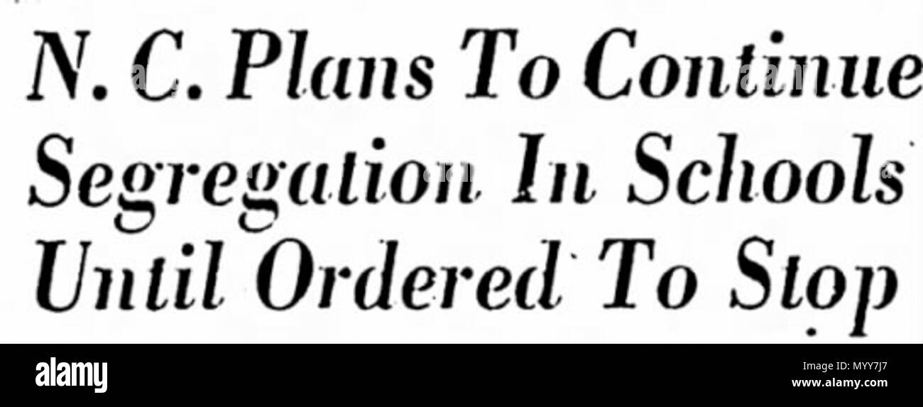 . English : The Daily Times-News, 3 juin 1954. . 3 juin 1954. Le Quotidien Times-News ségrégation NC 74 Banque D'Images