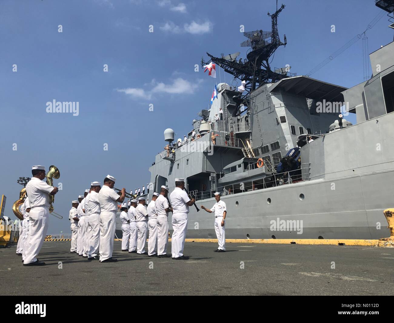 Manille, Philippines. 8Th apr 2019. Les Philippines se félicite des trois navires de guerre russes durant la 2ème visite de bonne volonté russe en 2019 au milieu de ses exercices militaires conjoints Balikatan en cours avec les États-Unis. Sherbien Dacalanio : Crédit/StockimoNews/Alamy Live News Banque D'Images