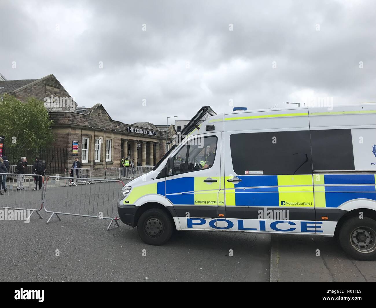 Edinburgh, Royaume-Uni. 14 mai 2019. Un niveau de sécurité avant de Nigel Farage discours ce soir au Brexit Partie rassemblement à la Halle au Blé à Édimbourg. Rally fait partie de la campagne pour les élections européennes. Highbrow/StockimoNews : Crédit/Alamy Live News Banque D'Images