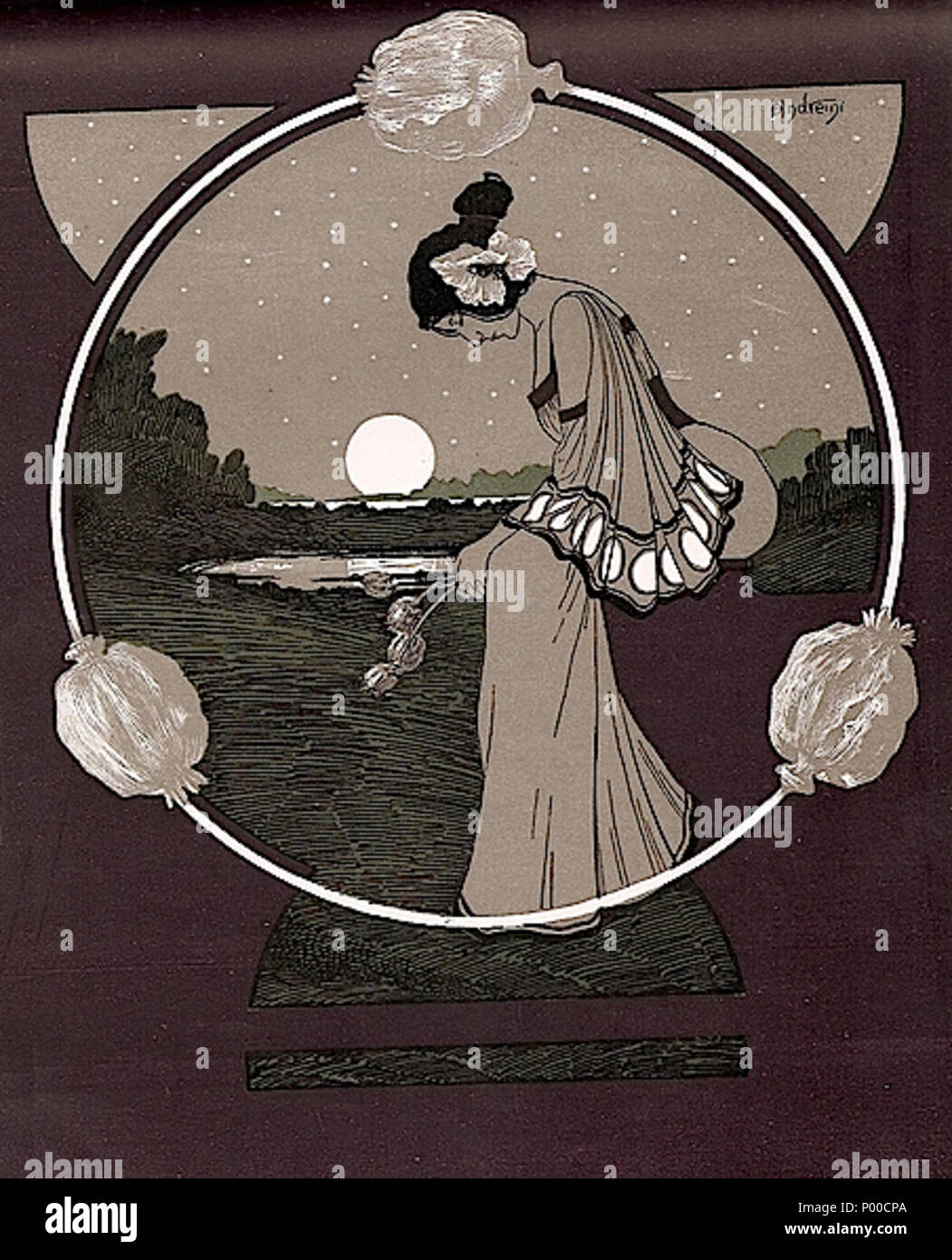 . Anglais : Il Sonno [Le rêve], signé par O. Andreini, de Novissima, annuel périodique, publié à Rome, 1903. . 1903. Ottorino Andreini (1872-1943) 50 Il Sonno par O. Andreini Novissima 1903 Banque D'Images