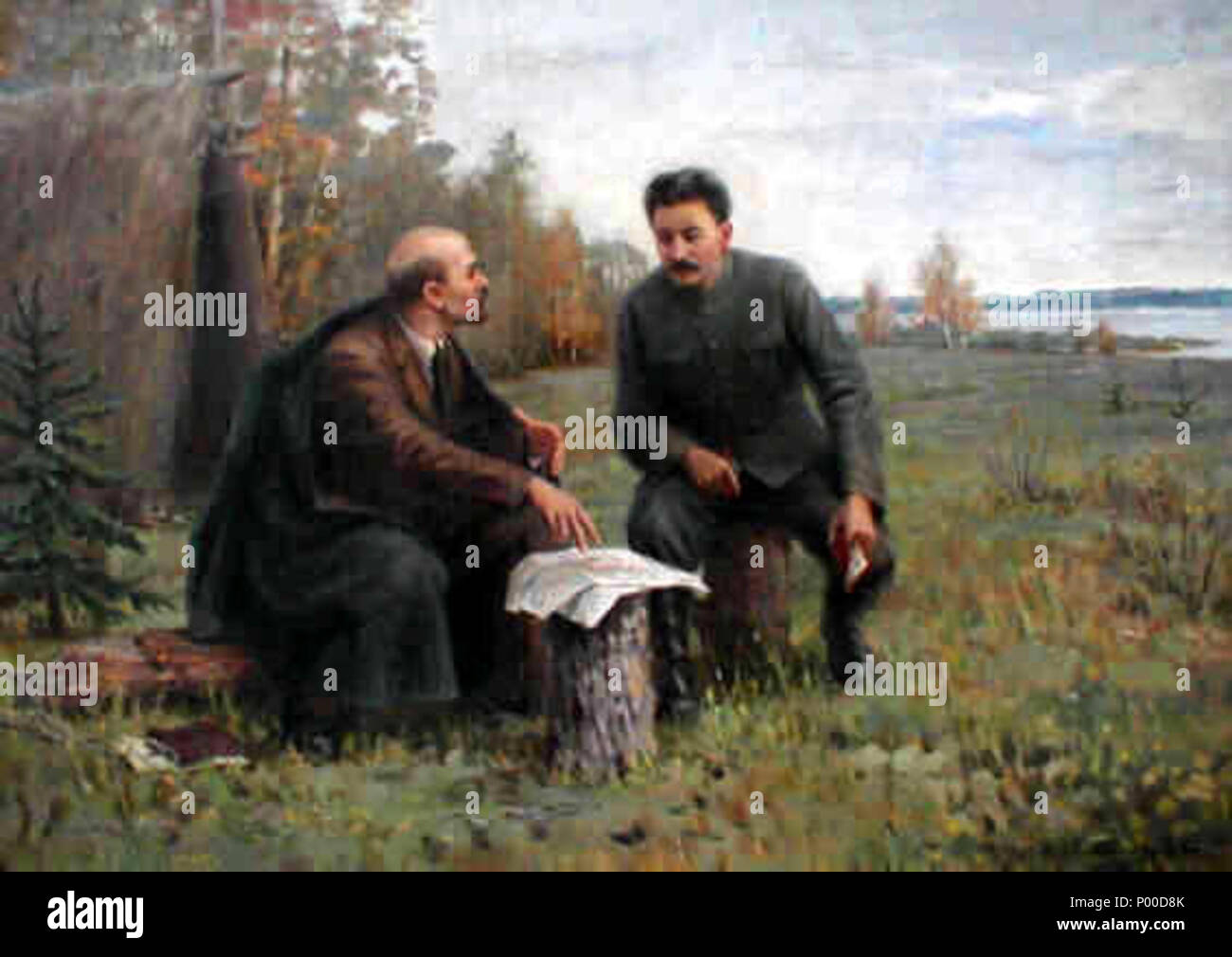 . Русский : Картины Ивана Владимирова художника (1870-1947) . avant 1947. Ivan Vladimirov 51 Ivan Vladimirov Lénine-et-staline-dans-le-summer-de-1917 Banque D'Images