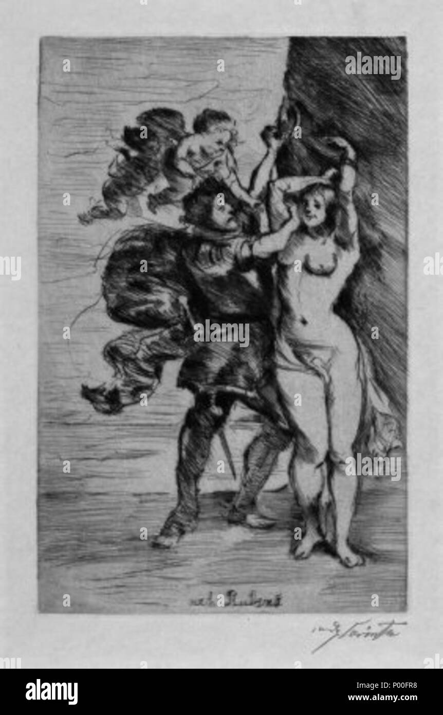. Partie de légendes classiques (Antike Legenden), un portefeuille de 12 pointes sèches, plaque : 13 15/16 x 8 7/8" (35,4 x 22,6 cm) ; feuille : 26 x 19 7/16 11/16" (67,1 x 50 cm). Edition : 150 (y compris l'édition deluxe de 50 sur papier japon avec plaque supplémentaire et une édition régulière de 100 sur papier fait main 'Bütten') . Deutsch : Perseus und Andromeda . 191965 Lovis Corinth Persée Andromède und 1919 Banque D'Images