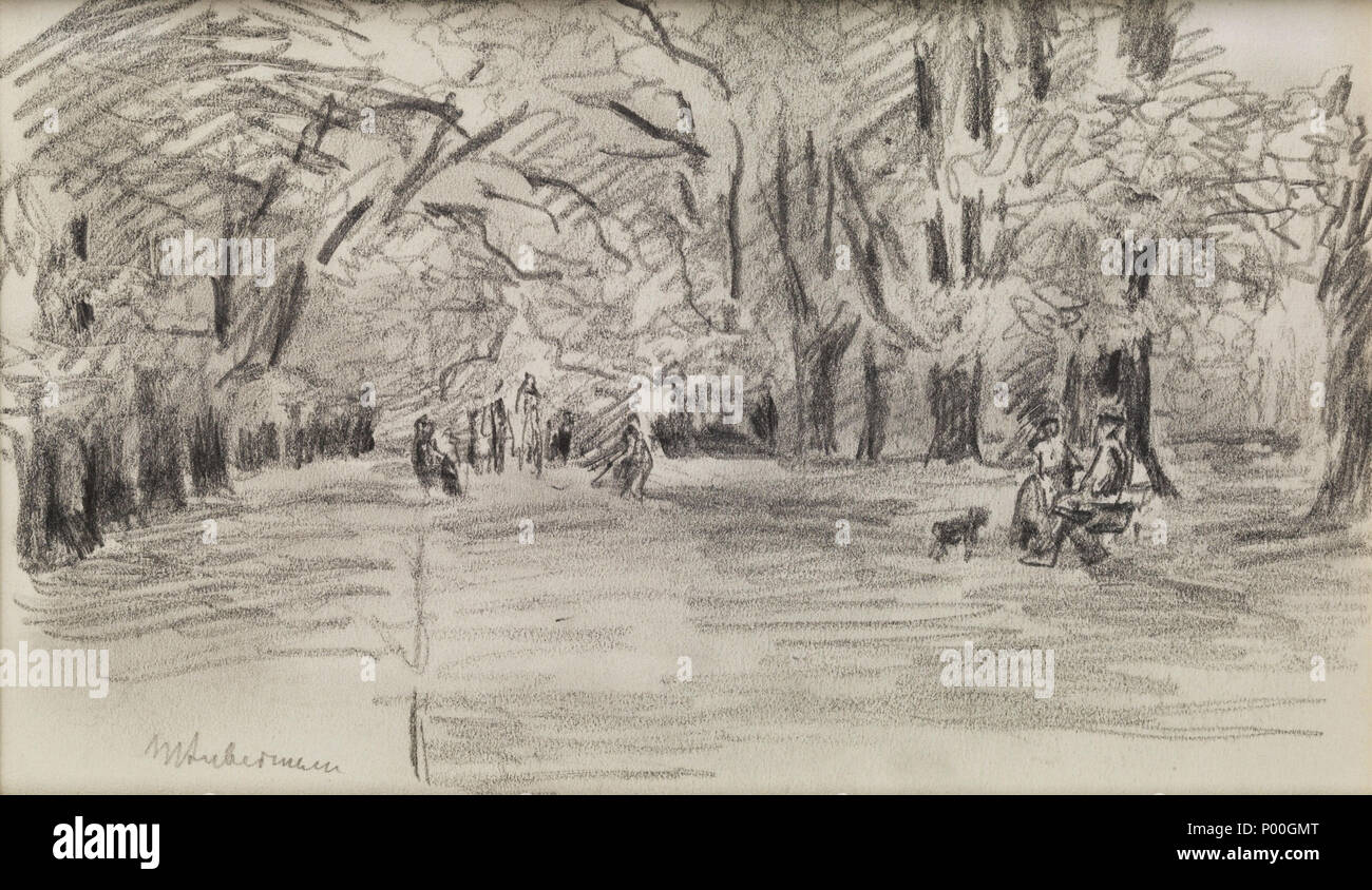 . Im Park. Bleistift auf Karton. Sichtmaß : 12,7 x 21,2 cm. Unten signiert Liens de Blei. . D'ici 1935. Max Liebermann (1847-1935), peintre allemand Description graveur, lithographe et dessinateur Date de naissance/décès 20 Juillet 1847 8 février 1935 Lieu de naissance/décès Berlin Berlin lieu de travail Berlin (1863-1868, 1884-1935), Weimar (1868-1873), Düsseldorf (1871), Pays-Bas (1871), Paris (1872, 1873-1879, 1882, 1896), Amsterdam (1872, 1876, 1879, 1880, 1881, 1882, 1883, 1884, 1905, 1906, 1907, 1908) Barbizon (1874-1875), Dordrecht (1877), Italie (1879, 1893), Munich (1879-1884), sche Banque D'Images