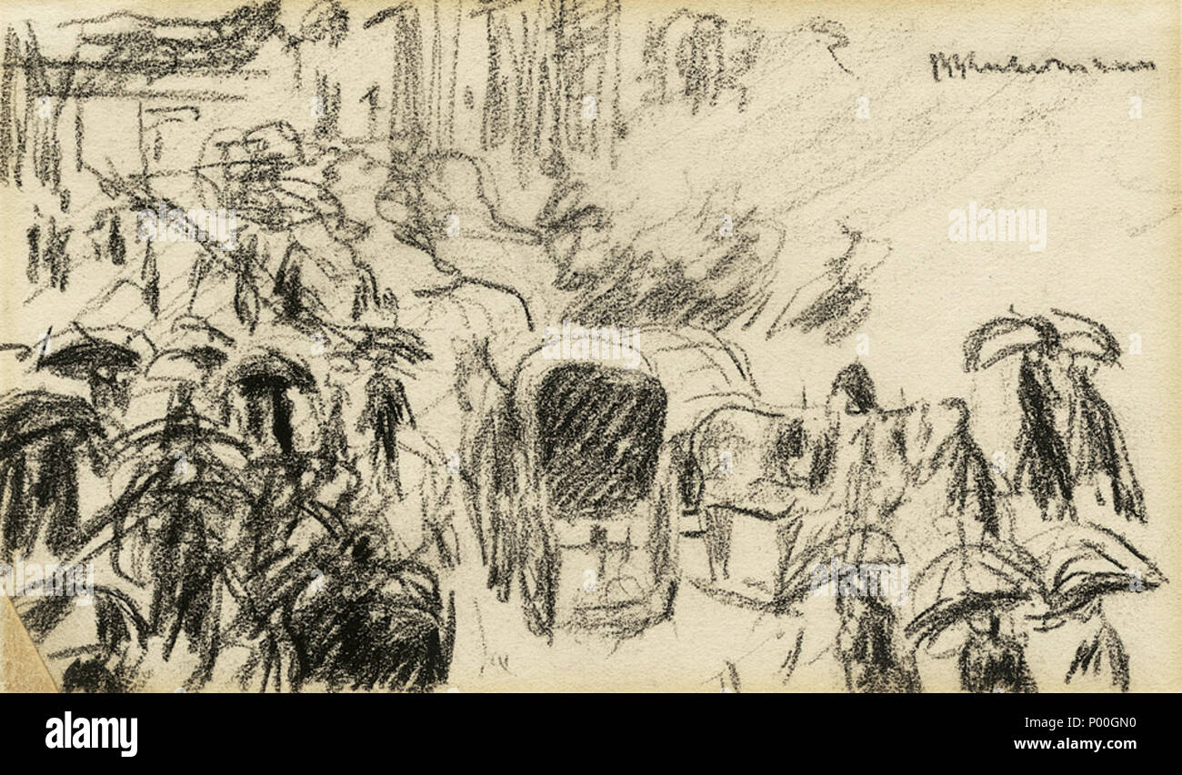 . Unter den Linden im Regen. Kohle auf Velin. 9,9 x 16,6 cm. Oben rechts signiert, verso en den unteren Ecken mit den Nummern ' 01/34/2' und 'E5467'. Wohl um 1930. . Vers 1930. Max Liebermann (1847-1935), peintre allemand Description graveur, lithographe et dessinateur Date de naissance/décès 20 Juillet 1847 8 février 1935 Lieu de naissance/décès Berlin Berlin lieu de travail Berlin (1863-1868, 1884-1935), Weimar (1868-1873), Düsseldorf (1871), Pays-Bas (1871), Paris (1872, 1873-1879, 1882, 1896), Amsterdam (1872, 1876, 1879, 1880, 1881, 1882, 1883, 1884, 1905, 1906, 1907, 1908) Barbiz Banque D'Images