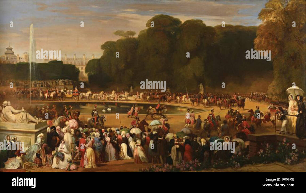 75 L'entrée officielle d'Hélène de Mecklembourg-schwerin, duchesse d'Orléans, dans les jardins des Tuileries, Paris 1837 Banque D'Images