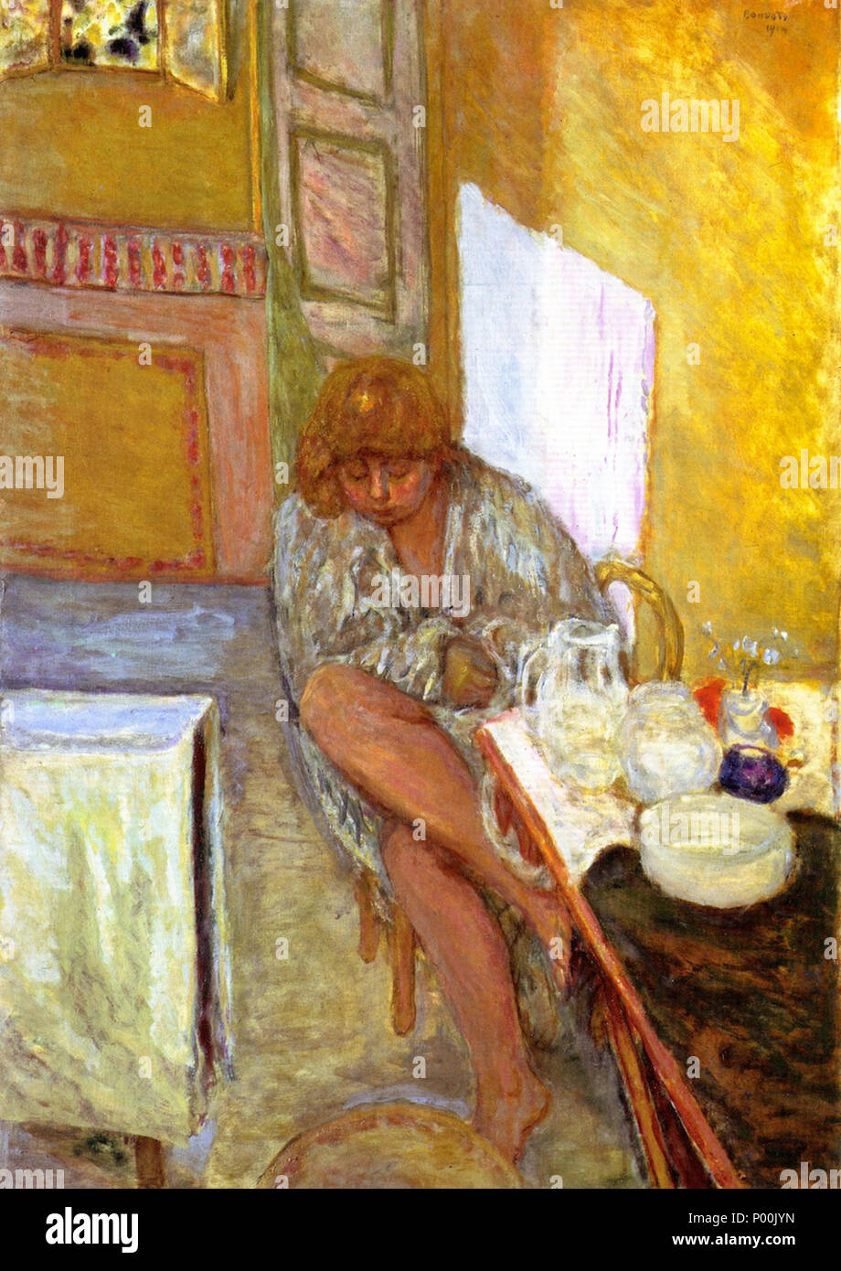 Русский : la peinture de Pierre Bonnard . avant 1947. Pierre Bonnard Pierre  Bonnard 83 Femme dans une robe de chambre Photo Stock - Alamy