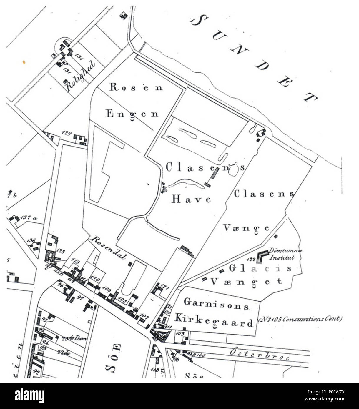 Østerbro 108 1841 Détail de la carte Banque D'Images